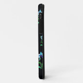 Blauwe groene neonbloemen op zwart Case-Mate iPhone case (Achterkant/links)