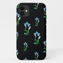 Blauwe groene neonbloemen op zwart
