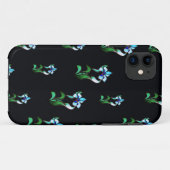 Blauwe groene neonbloemen op zwart Case-Mate iPhone case (Achterkant (horizontaal))