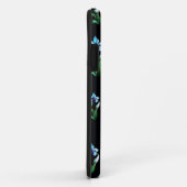 Blauwe groene neonbloemen op zwart Case-Mate iPhone case (Achterkant/rechts)