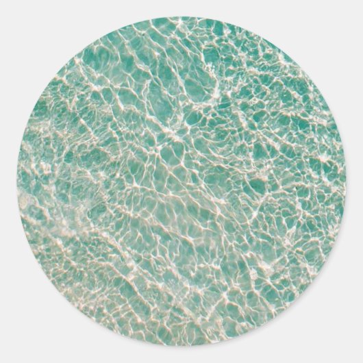 Blauwe Groene Oceaan Zomer Strand Golven Ronde Sticker (Voorkant)