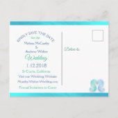 Blauwe groene oceaanbeachy Sparen het Briefkaart v (Achterkant)