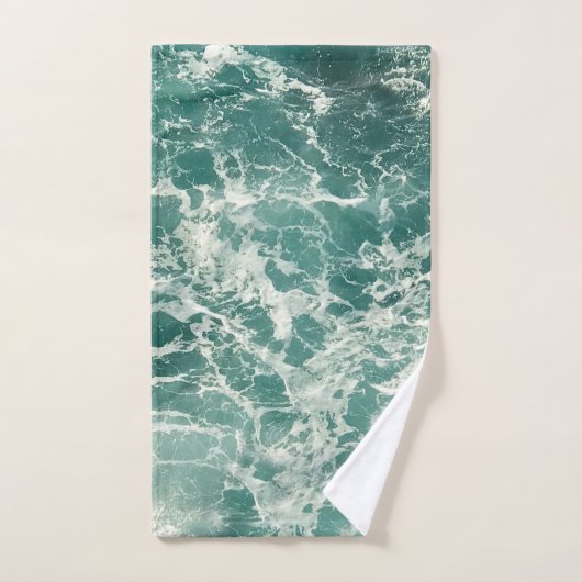 Blauwe groene oceaangolven bad handdoek (Handdoek)