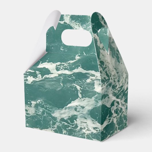 Blauwe groene oceaangolven bedankdoosjes (Achterkant)