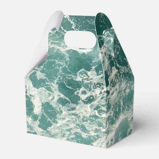 Blauwe groene oceaangolven bedankdoosjes (Voorkant Zijde)