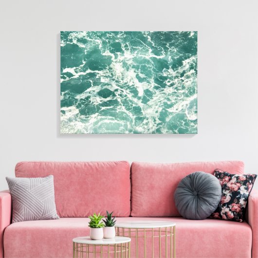 Blauwe groene oceaangolven canvas afdruk (Insitu (Woonkamer))