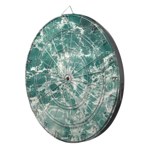 Blauwe groene oceaangolven dartbord (Voorkant Rechts)