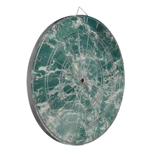 Blauwe groene oceaangolven dartbord (Voorkant Links)