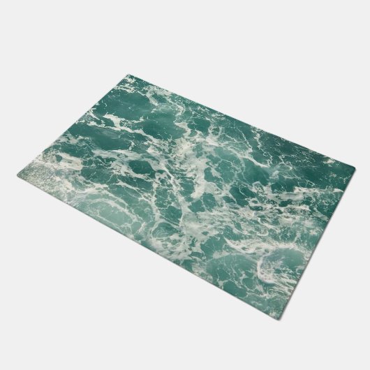 Blauwe groene oceaangolven deurmat (Schuin)