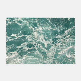 Blauwe groene oceaangolven deurmat