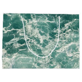 Blauwe groene oceaangolven groot cadeauzakje (Achterkant)