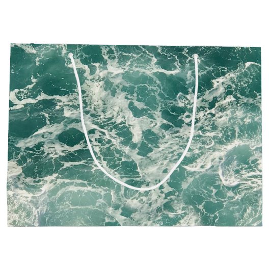 Blauwe groene oceaangolven groot cadeauzakje (Achterkant)