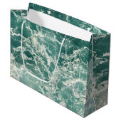 Blauwe groene oceaangolven groot cadeauzakje (Voorkant Gekanteld)