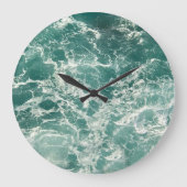 Blauwe groene oceaangolven grote klok (Voorkant)