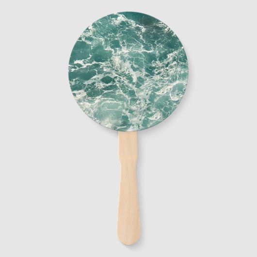 Blauwe groene oceaangolven handwaaier (Achterkant)