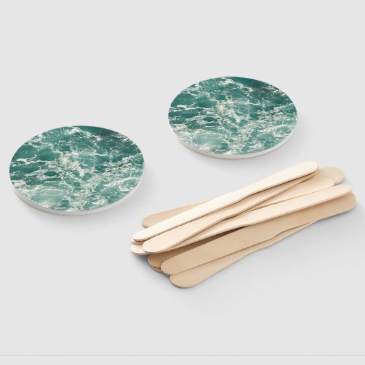 Blauwe groene oceaangolven handwaaier (Niet-gemonteerd)