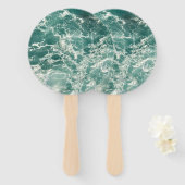 Blauwe groene oceaangolven handwaaier (Voorkant en achterkant)