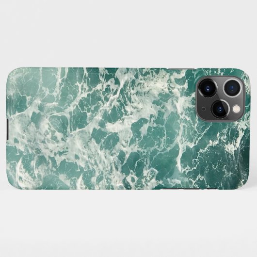 Blauwe groene oceaangolven iPhone hoesje (Achterkant horizontaal)