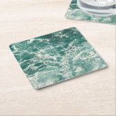 Blauwe groene oceaangolven kartonnen onderzetters (Schuin)