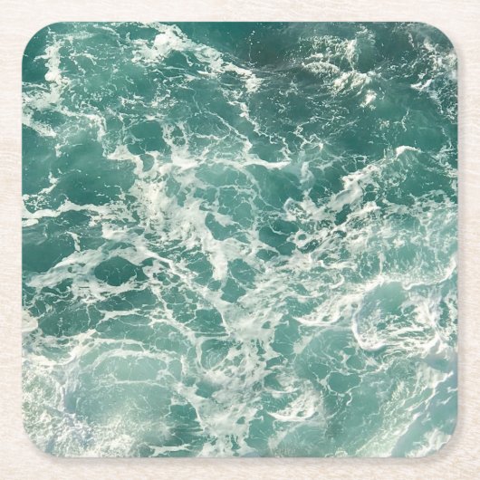 Blauwe groene oceaangolven kartonnen onderzetters (Voorkant)