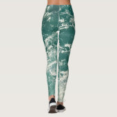 Blauwe groene oceaangolven leggings (Achterkant)