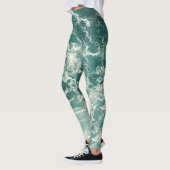 Blauwe groene oceaangolven leggings (Links)
