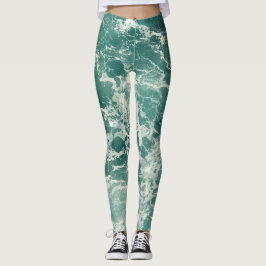 Blauwe groene oceaangolven leggings
