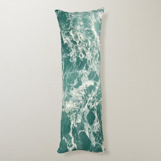 Blauwe groene oceaangolven lichaamskussen (Achterkant (Verticaal))
