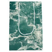 Blauwe groene oceaangolven medium cadeauzakje (Achterkant)