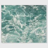 Blauwe groene oceaangolven ompakken cadeaupapier (Vlak)