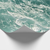 Blauwe groene oceaangolven ompakken cadeaupapier (Hoek)