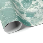 Blauwe groene oceaangolven ompakken cadeaupapier (Rol Hoek)