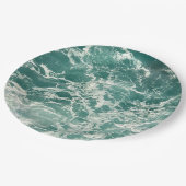 Blauwe groene oceaangolven papieren bordje (Gekanteld)