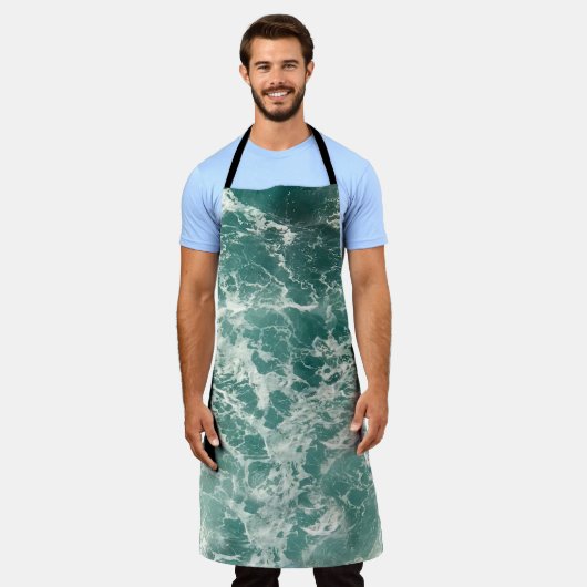 Blauwe groene oceaangolven schort (Gedragen)