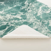 Blauwe groene oceaangolven sherpa deken (3/4)