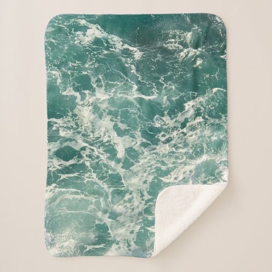 Blauwe groene oceaangolven sherpa deken (Voorkant)