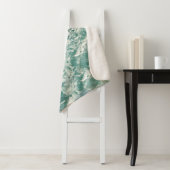 Blauwe groene oceaangolven sherpa deken (In situ)