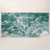 Blauwe groene oceaangolven strandlaken (Voorkant)