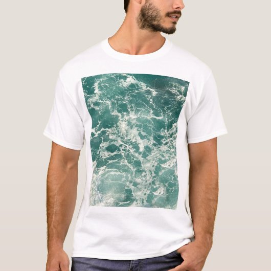 Blauwe groene oceaangolven t-shirt (Voorkant)