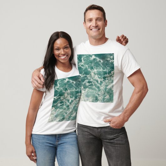 Blauwe groene oceaangolven t-shirt (Unisex)