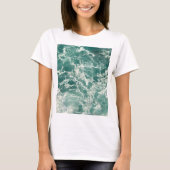 Blauwe groene oceaangolven t-shirt (Voorkant)