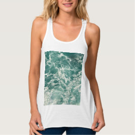 Blauwe groene oceaangolven tanktop
