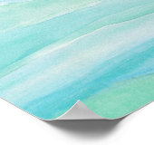 Blauwe groene oceaanlagen Abstracte Waterverf kuns Poster (Hoek)