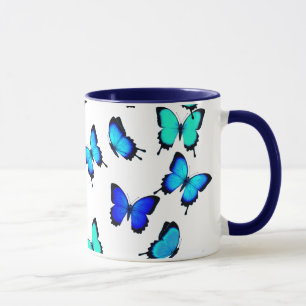 Blauwe groene Oerwoud Butterflies Mok