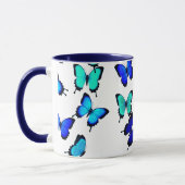 Blauwe groene Oerwoud Butterflies Mok (Links)