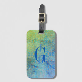 Blauwe groene ombre bagagelabel