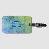Blauwe groene ombre bagagelabel (Voorkant (horizontaal))