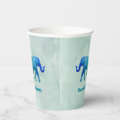 Blauwe groene ombre ellephant Koe Calf Paper Cups Papieren Bekers (Rechts)