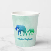 Blauwe groene ombre ellephant Koe Calf Paper Cups Papieren Bekers (Voorkant)