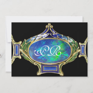 BLAUWE GROENE OPALEN, ART NOUVEAU GOUDEN JUIWELEN  KAART